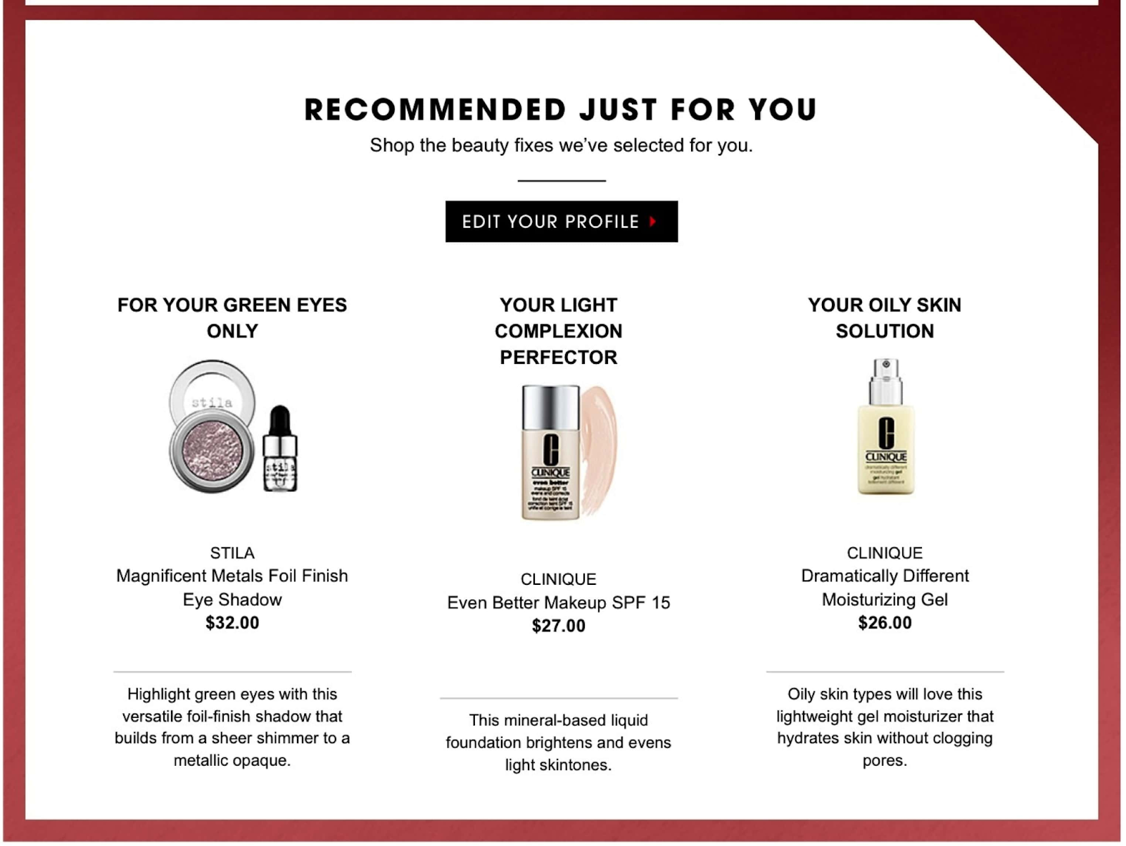 AI suggests products in Recommended Just For You 